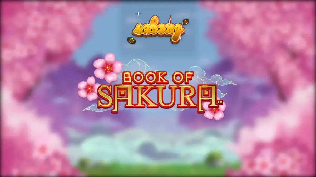 Ang visual na disenyo ng Book of Sakura slot na nagpapakita ng cherry blossoms at gintong simbolo.